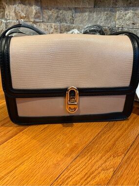 Jules Kae Mia Vegan Blush Lizard/Black Handbag NWT